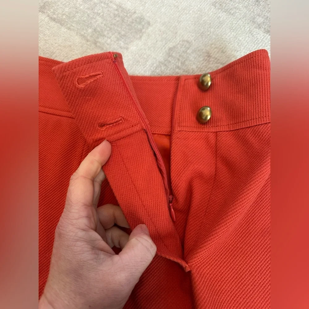 Tory Burch Thea Orange Skirt w/ Buttons A-Line Tailored (Size 6)